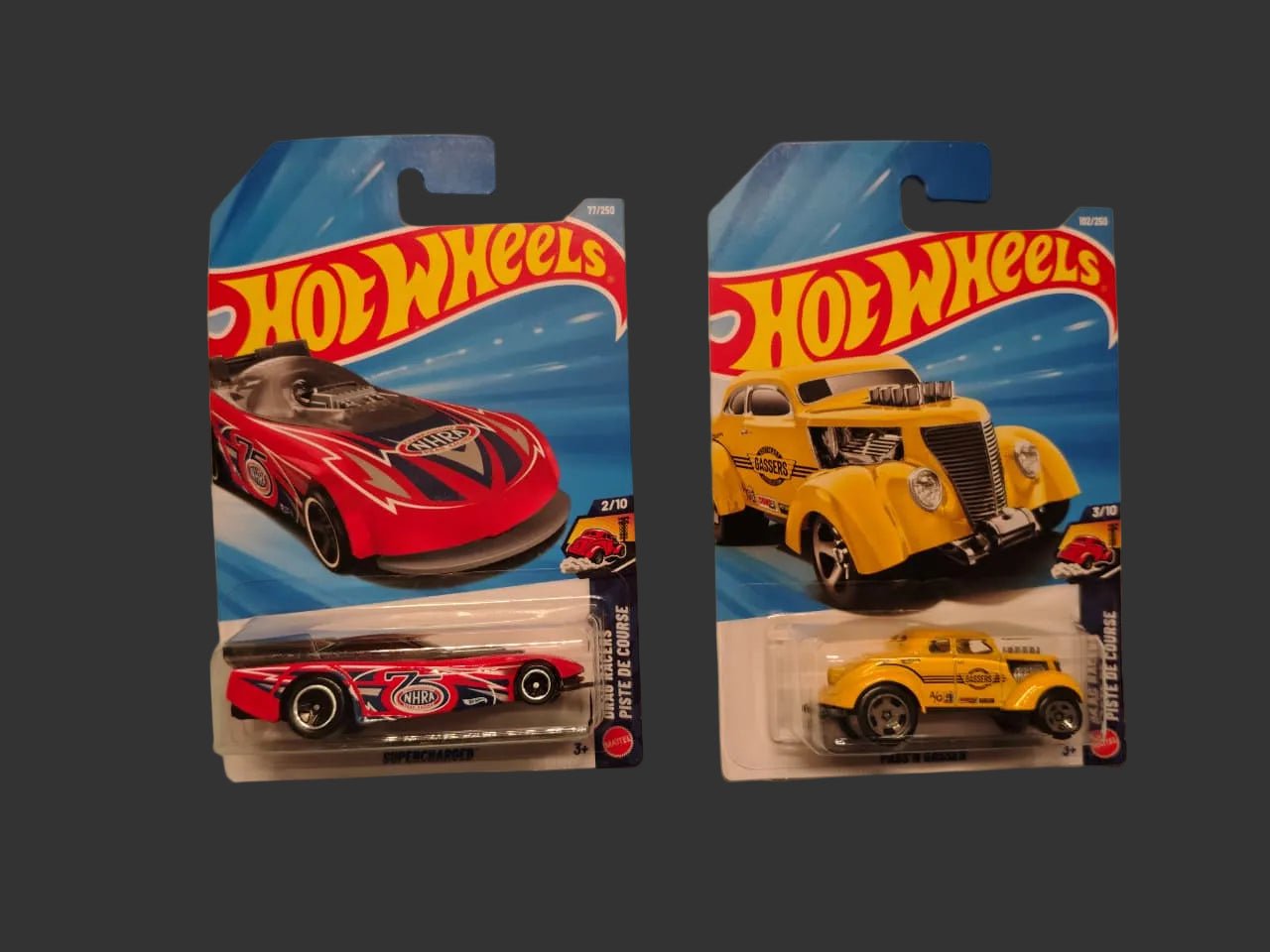 Hot Wheels - Mainlines - Drag Racers : Piste De Course Series - '68 Dodge Dart (5/10), '64 Dodge 330 (6/10), Super Charged (2/5), Pass'N Gasser (3/10), Eggshelleracer (4/10) - Scale Theory India